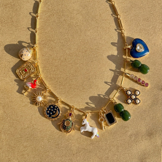 Vintage Heart Animal Brass Plated DIY Charm Bar Pendant