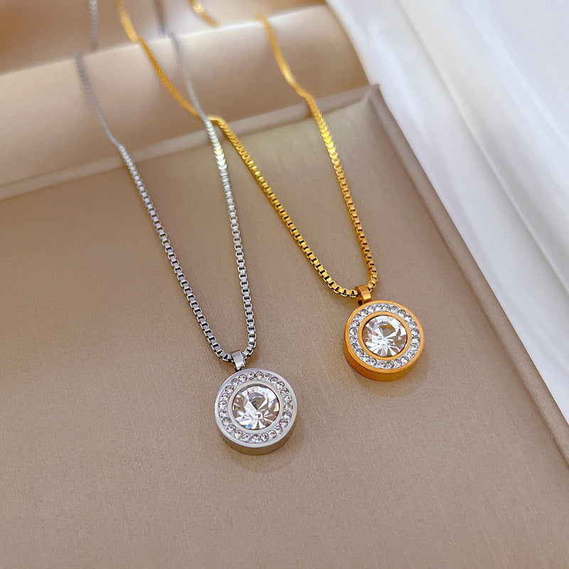 Collar Minimalista de Acero de Titanio Geométrico con Chapado en Oro para Mujer, Colgante de Cadena tipo Guardapelo, Joyería