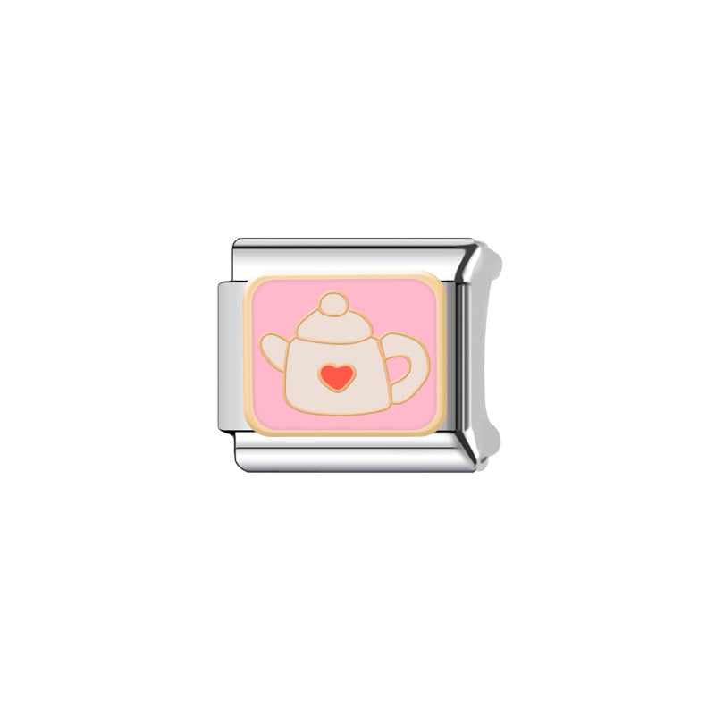 Vintage Sweet Heart Plated Stainless Steel Charm Bar