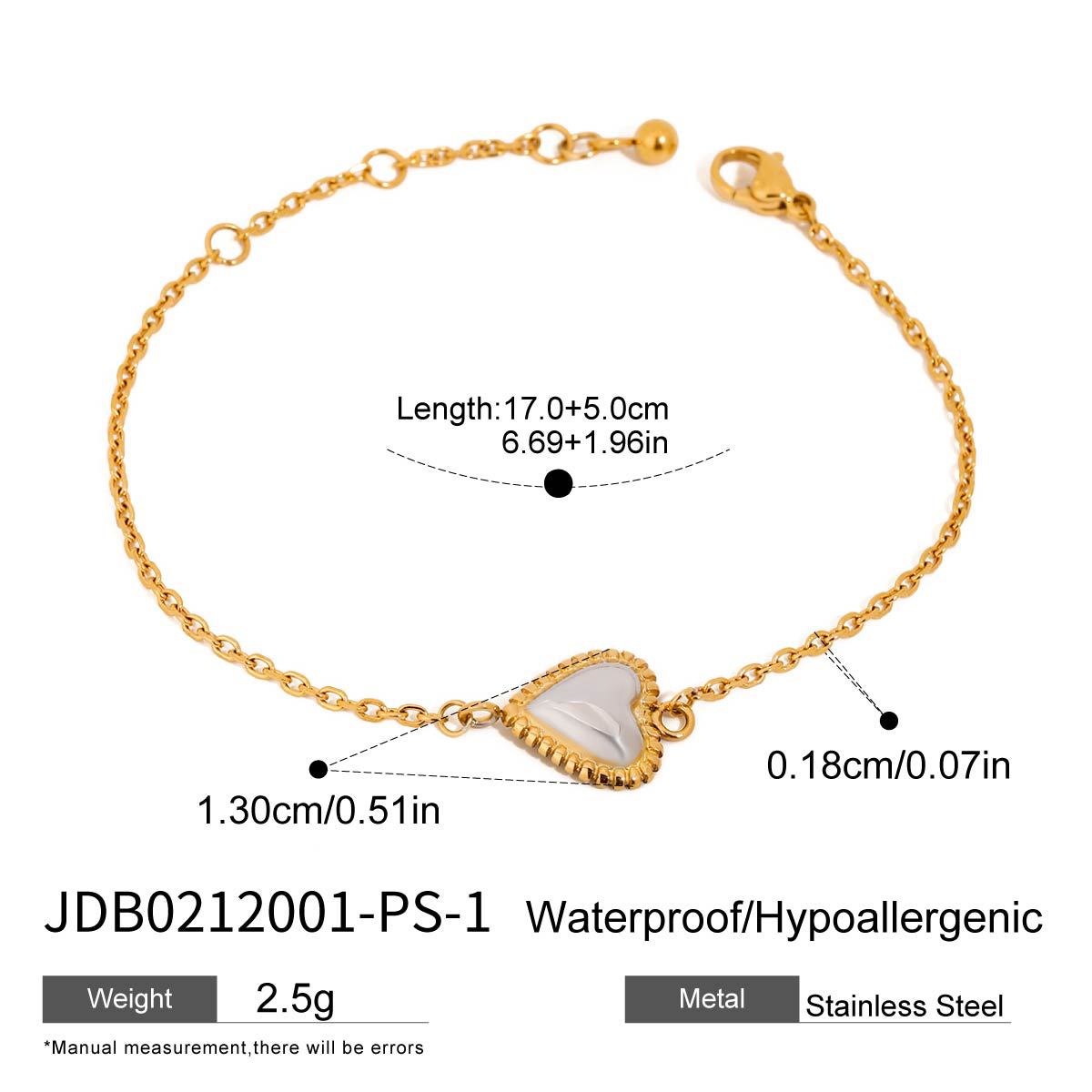 Minimalist Elegant Heart Stainless Steel and Titanium Steel Plated Necklace Earring Bracelet Set for Women