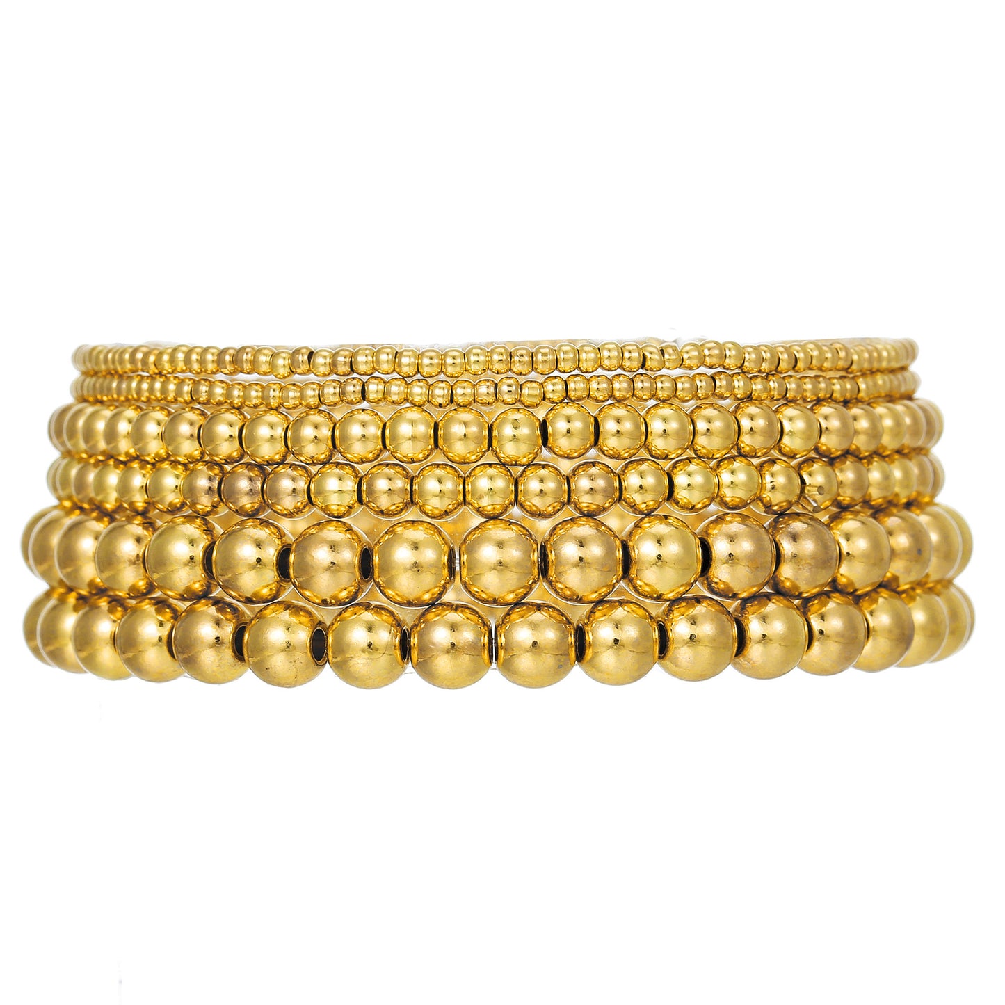 Minimalist Multi-Layer Brass Bead and Pearl Bracelet Set for Women