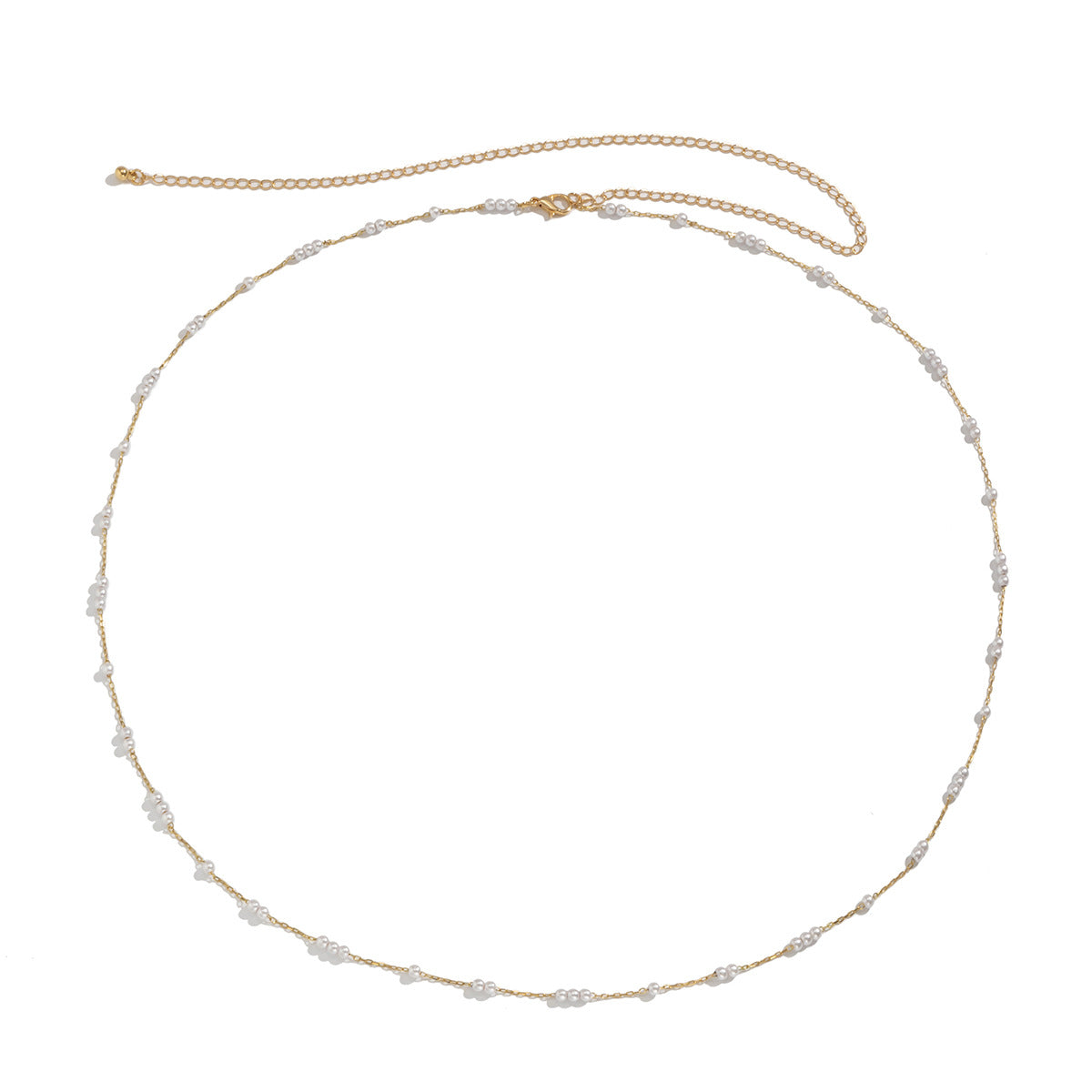 Catena a vita minimalista monostrato metallica da donna con design geometrico e chiusura a moschettone