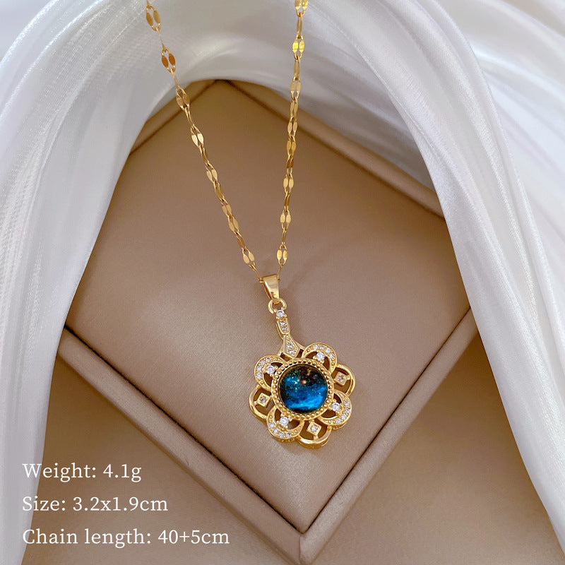 Collar de titanio con diamantes de imitación, cielo estrellado geométrico, para mujer, cadena de labios minimalista, estilo dulce