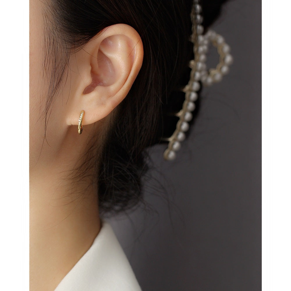 Orecchini a perno geometrici minimalisti in argento sterling 925 con design a spirale
