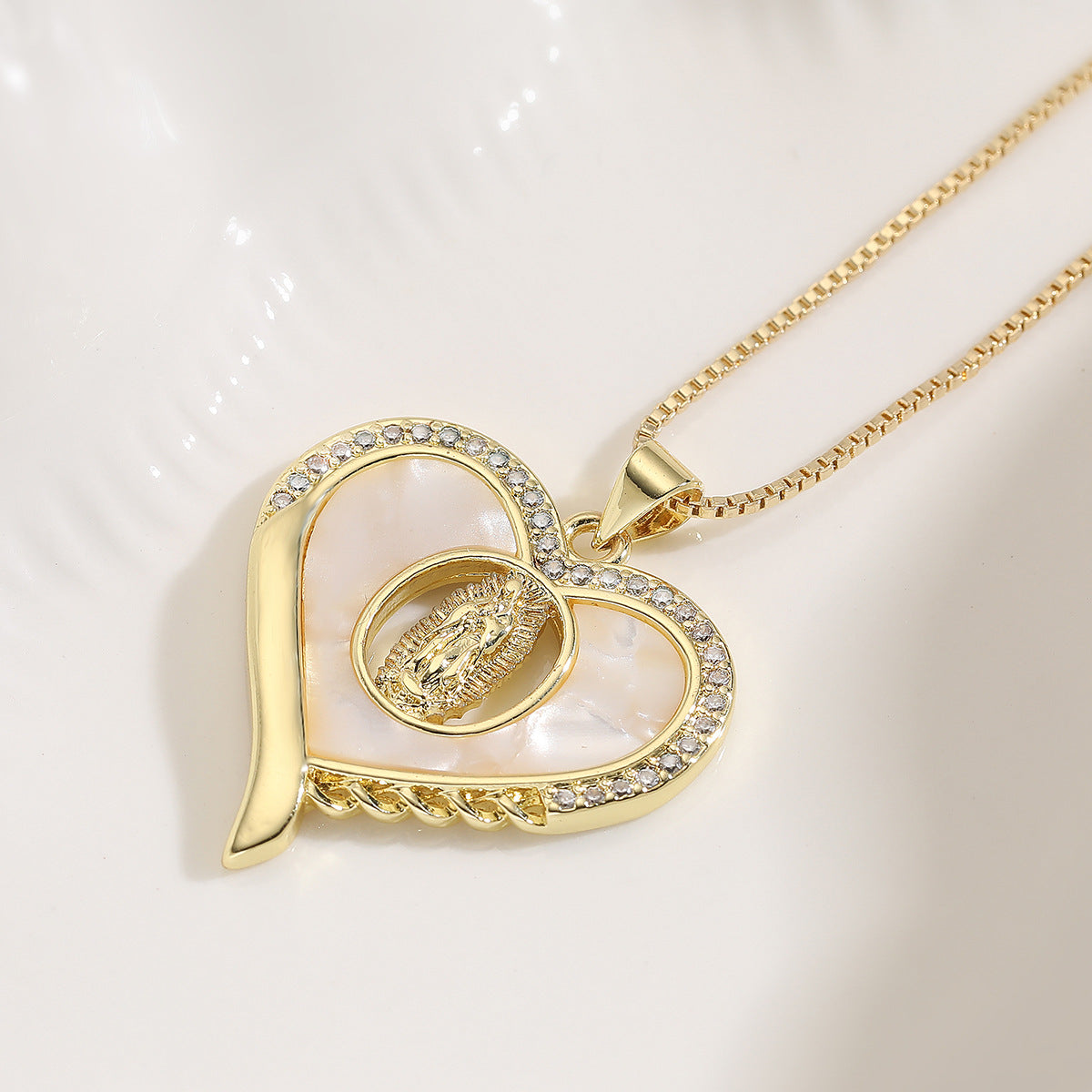 Minimalist Geometric 18K Gold Plated Brass Cubic Zirconia Pendant Necklace for Women
