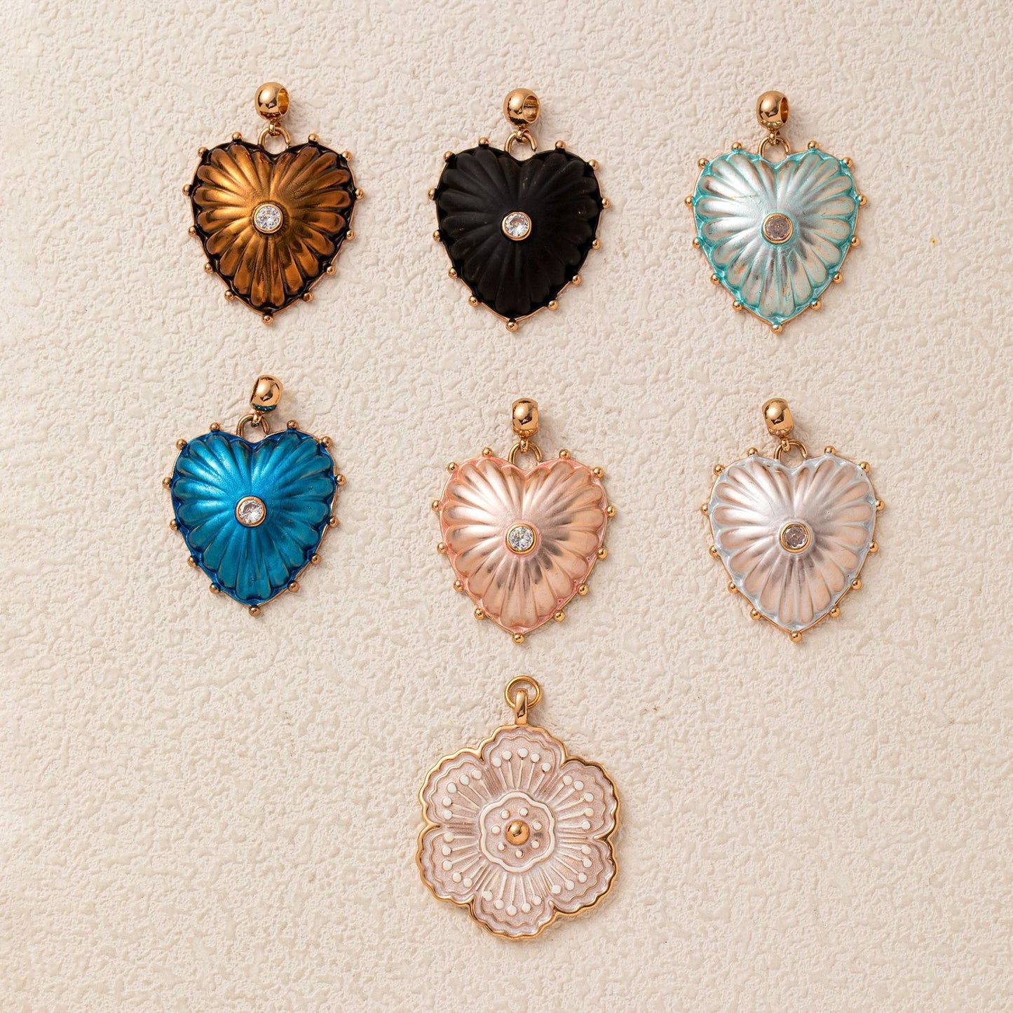 Sweet Drip Oil Plated Brass Heart Geometric Charm Bar for DIY Necklace