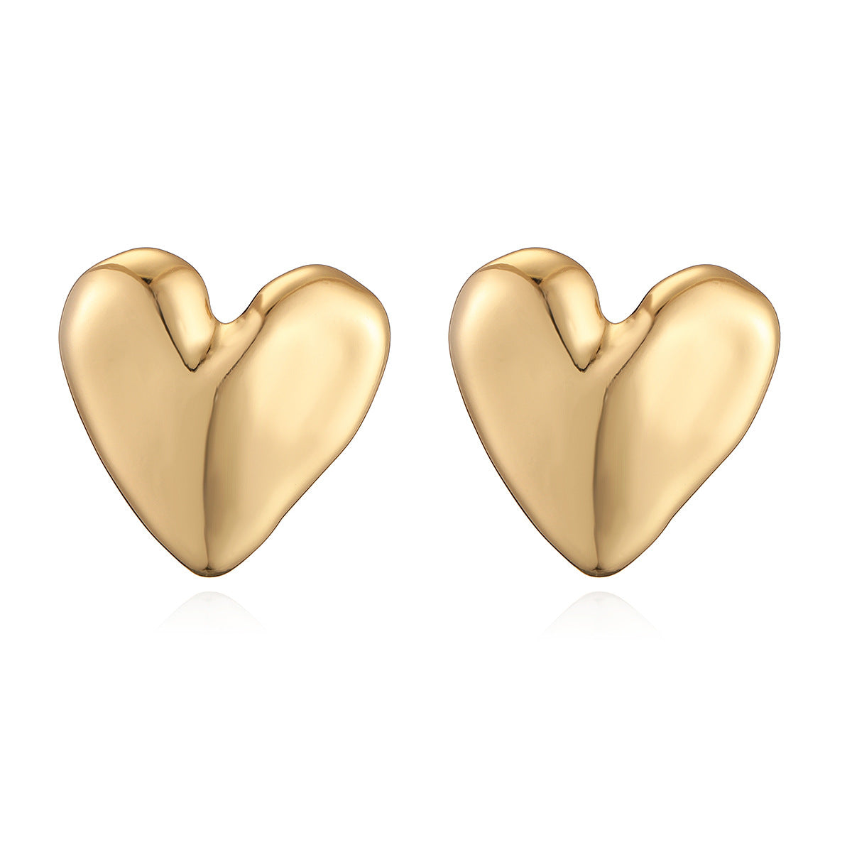 Orecchini a Cuore Geometrici Minimalisti in Rame con Placcatura in Oro 18K da Donna