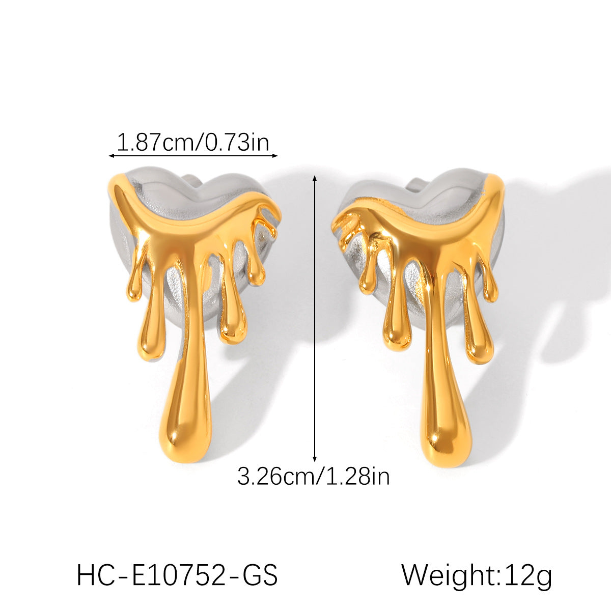 Melting Heart Shape Stainless Steel Earrings for Women with Plated Finish Inspired Minimalist Jewelry
