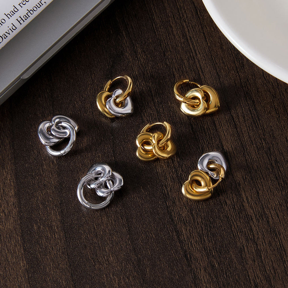 Elegant Heart Plated Stainless Steel Earrings for Women
