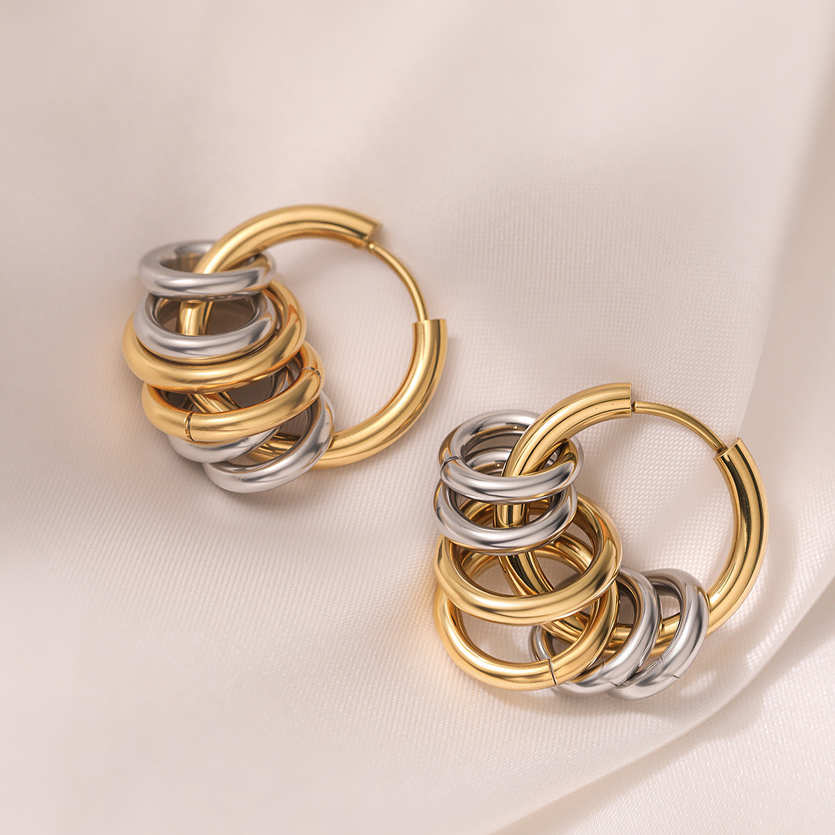 Minimalist 18K Gold Plated Stainless Steel Round Geometric Earrings for Women