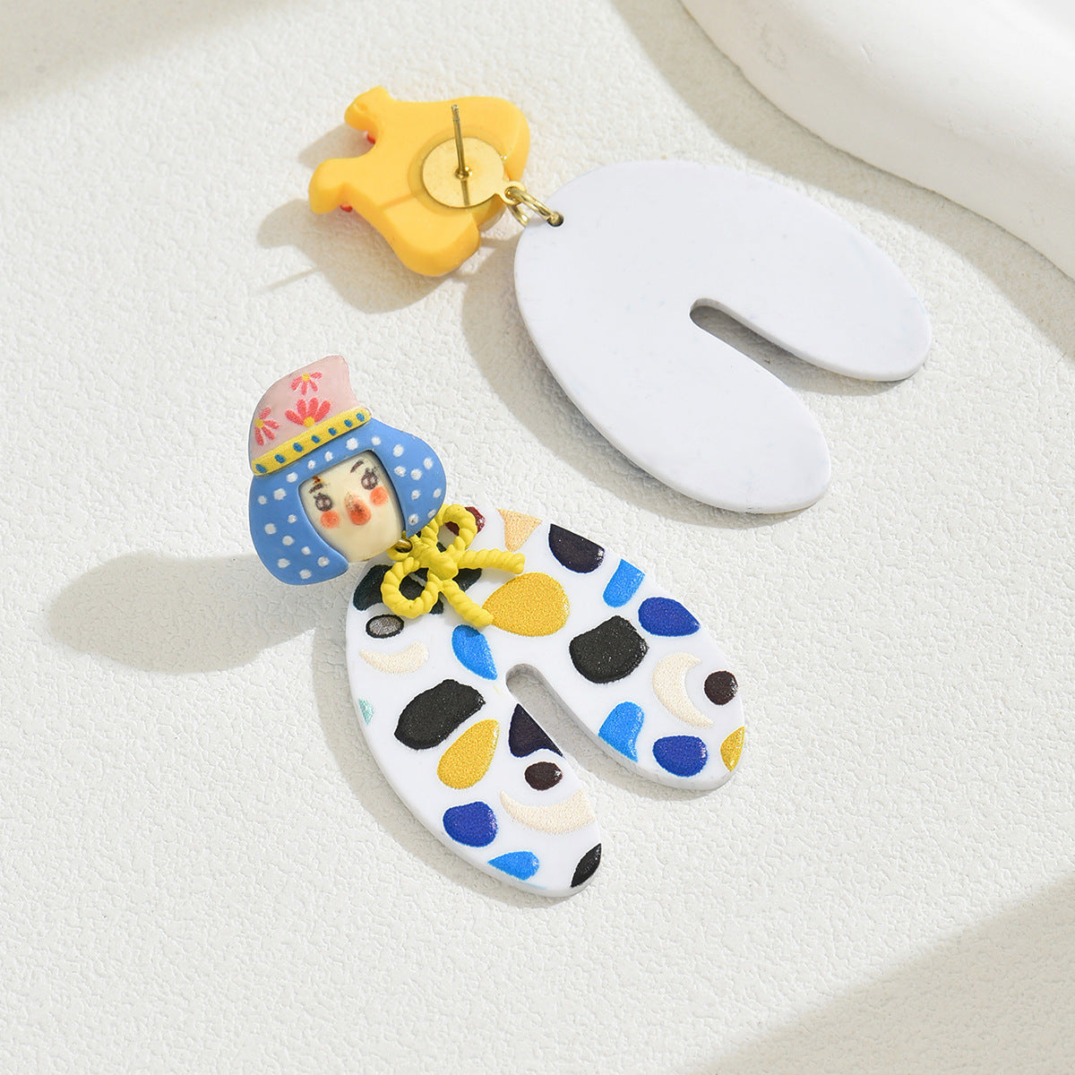 Minimalist Cartoon Character Earrings for Women with Stainless Steel Posts and Plated Finish