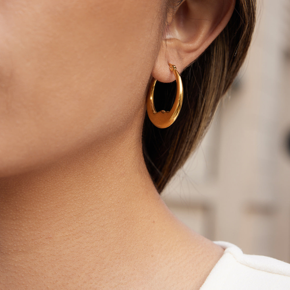 Elegant Minimalist Moon Stainless Steel Plated Earrings for Women