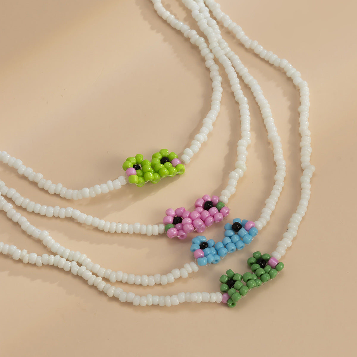Sweet Minimalist Handmade Woven Frog Animal Acrylic Ball Chain Necklace