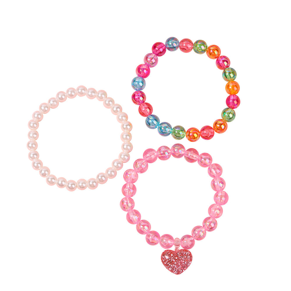 Braccialetto per bambini in resina a forma di cuore con perline, stile principessa cartone animato e lavorazione artigianale