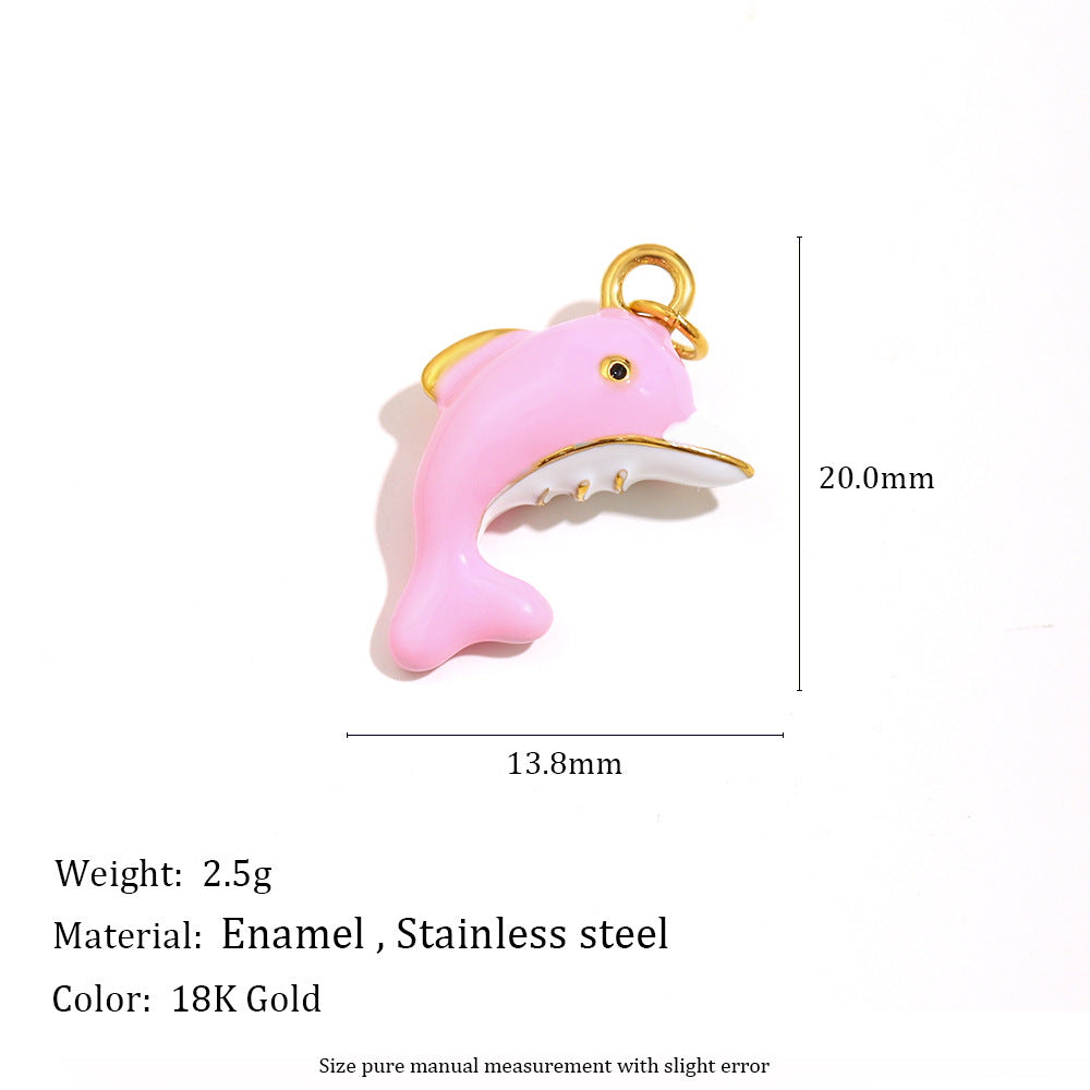 18K Gold Plated Drip Oil Animal Shape Stainless Steel Charm Bar