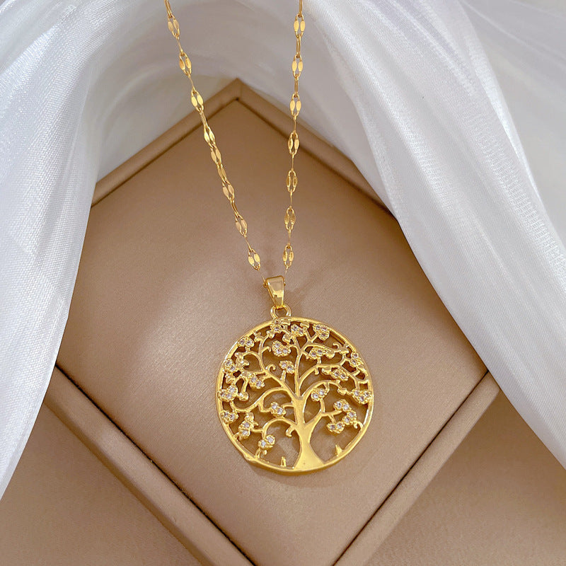 Geometric Luxury Plated Stainless Steel Necklace for Women with Titanium Steel Chain