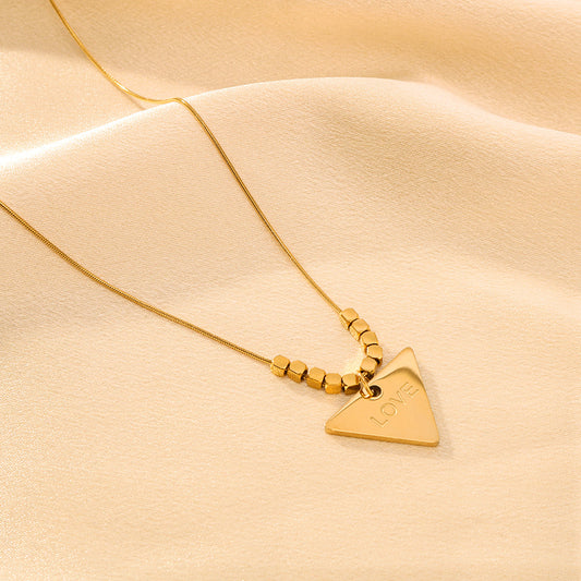 Minimalist Geometric Stainless Steel Necklace with Asymmetric Titanium Steel Triangle Pendant and 18K Gold Plated Finish