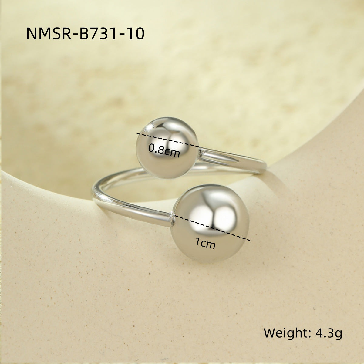 Geometric Stainless Steel Open Ring with Plated Finish for Women, Irregular Shape Fashionable Office Wear Jewelry