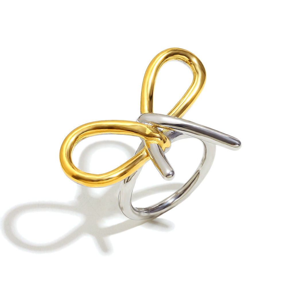 Dolce Anello Minimalista a Farfalla in Acciaio Inossidabile Placcato Oro 18K da Donna