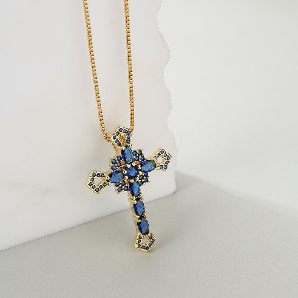 Minimalist Geometric Pendant Necklace for Women with Copper Base and 18K Gold Plating Featuring Zircon Inlay