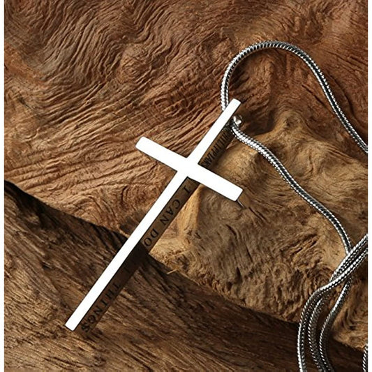 Collar de Cruz Minimalista para Hombres y Mujeres de Acero de Titanio con Cadena de Serpiente Chapada en Oro de 18K