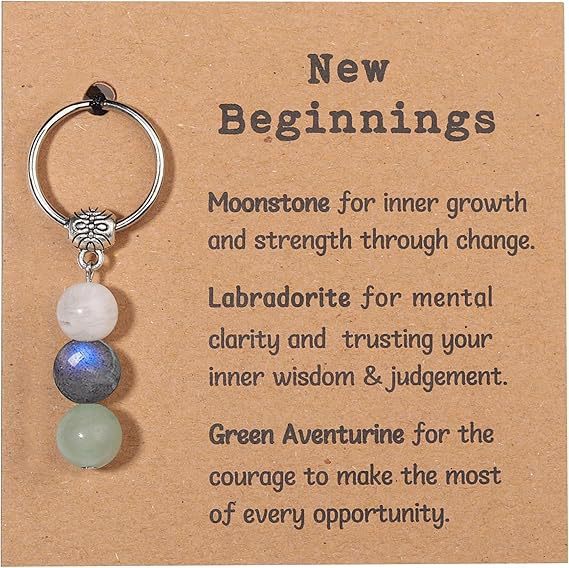 Minimalist Natural Stone Beaded Keychain Gift