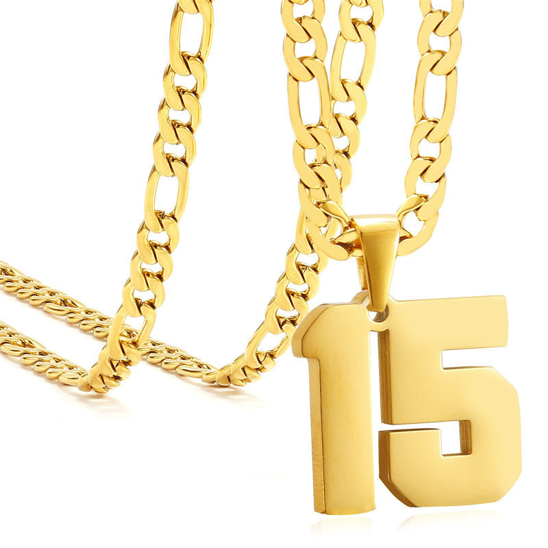Minimalist Numeric Pendant Necklace for Men and Women Stainless Steel Chain with Polished Titanium Steel Charm