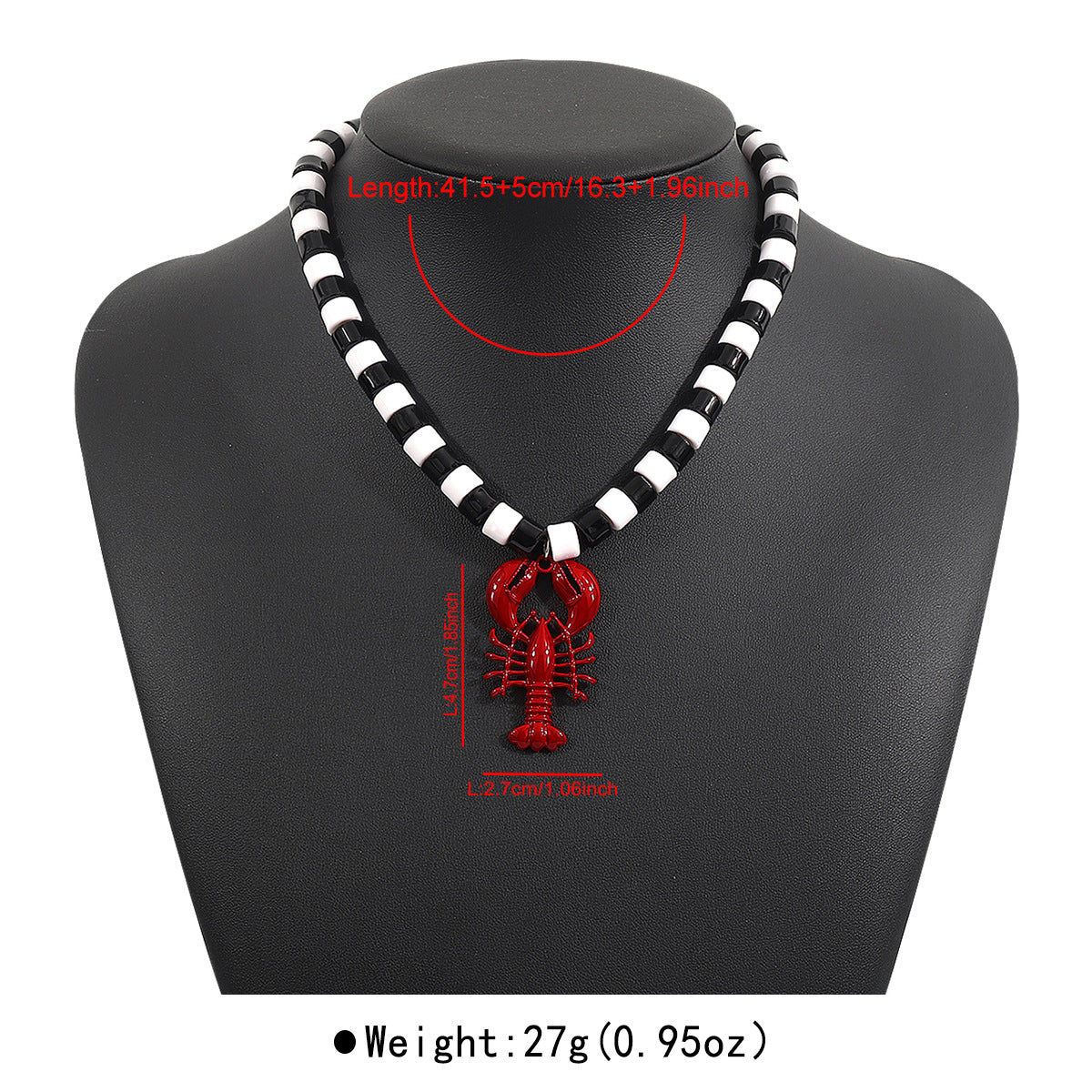 Red Lobster Pendant Necklace for Women, Alloy with Enamel Finish, Animal-Shaped, Summer Beach Vacation Jewelry, Unique and Trendy Design