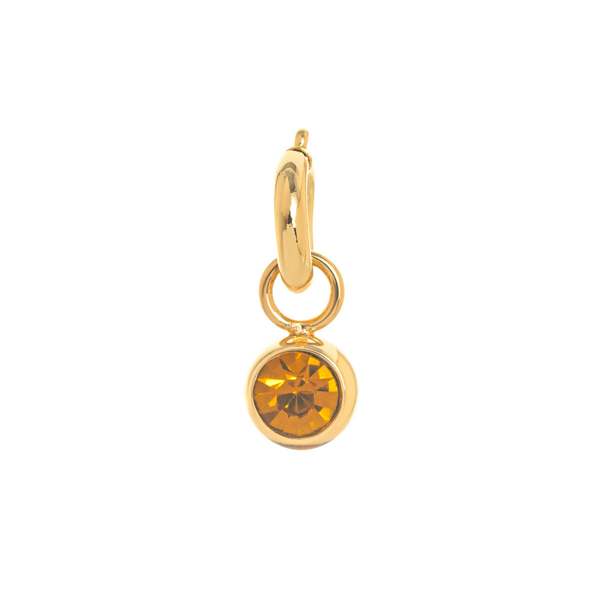Minimalist Sweet Geometric Moon Brass Gold Plated Rhinestone Pendant Earrings for Women
