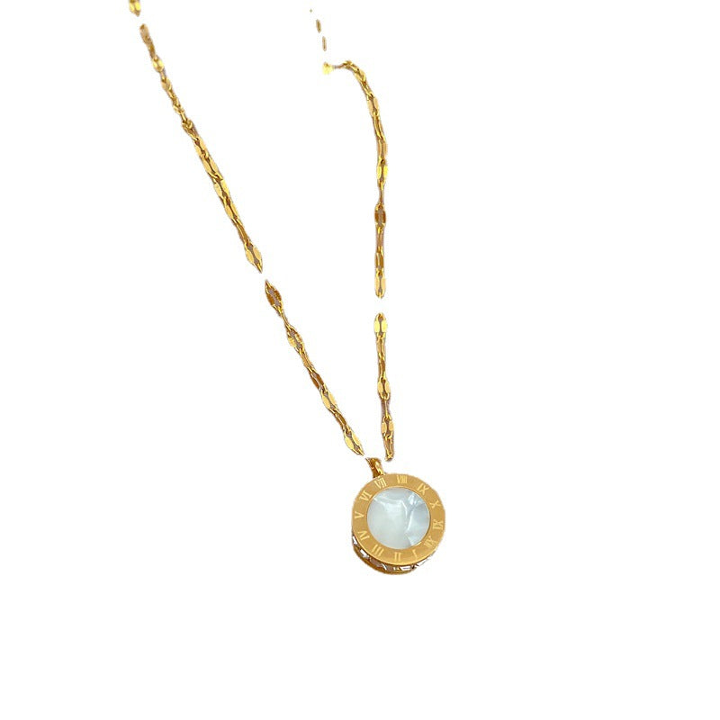 Cartoon Style Geometric Pendant Necklace in Titanium Steel with Gold Plating for Women
