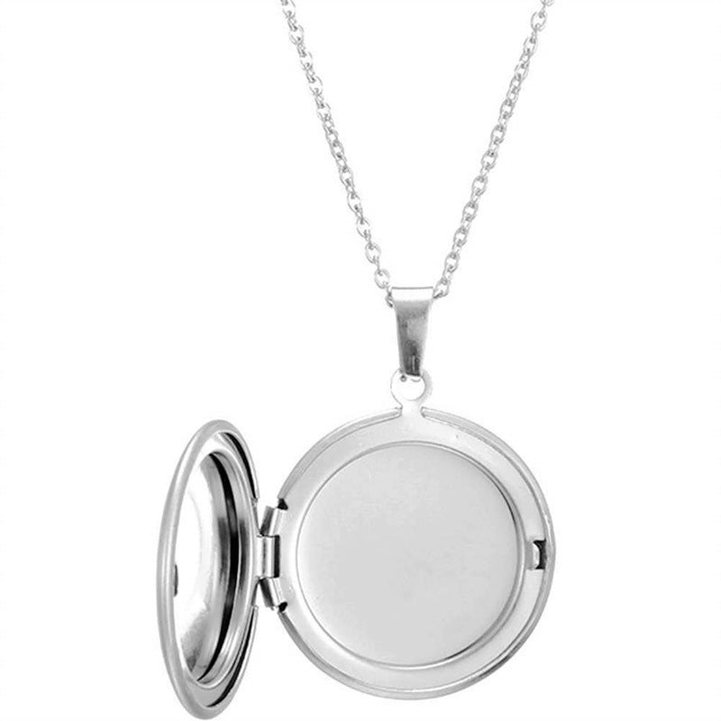Collana con Pendente Minimalista a Cuore in Acciaio Inossidabile, Design con Cornice Portafoto Apribile e Finitura Galvanizzata