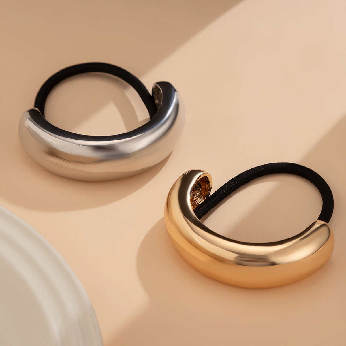 Vintage Punk Irregular Geometric Alloy Plated Double Layer Elastic Hair Clip for Women