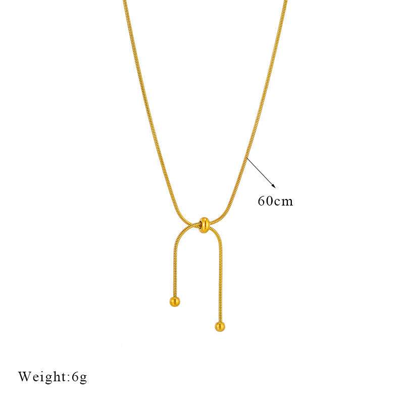 Set Collana e Bracciale da Donna Minimalisti in Acciaio al Titanio a Maglia Serpente con Finitura Placcata