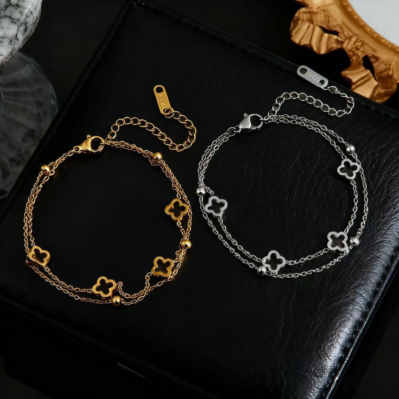 Minimalist Sweet 18K Gold Plated Titanium Steel Hollow Bracelet