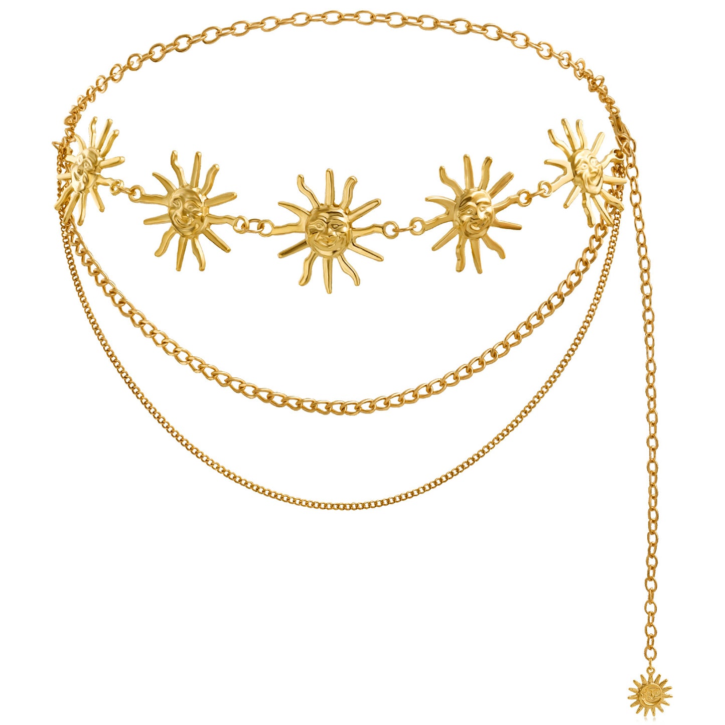Punk Streetwear Sun Moon Metal Body Chain for Women