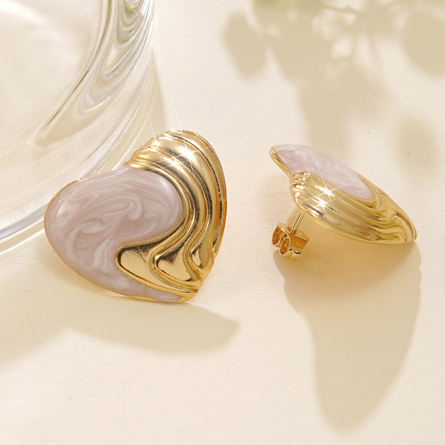 Orecchini Eleganti Casual a Goccia con Cuore in Acciaio Inossidabile
