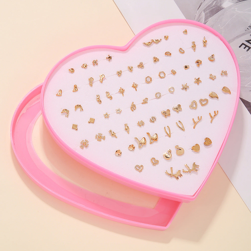 Sweet Geometric Resin Stud Earrings with Rhinestone and Pearl Inlay for Women