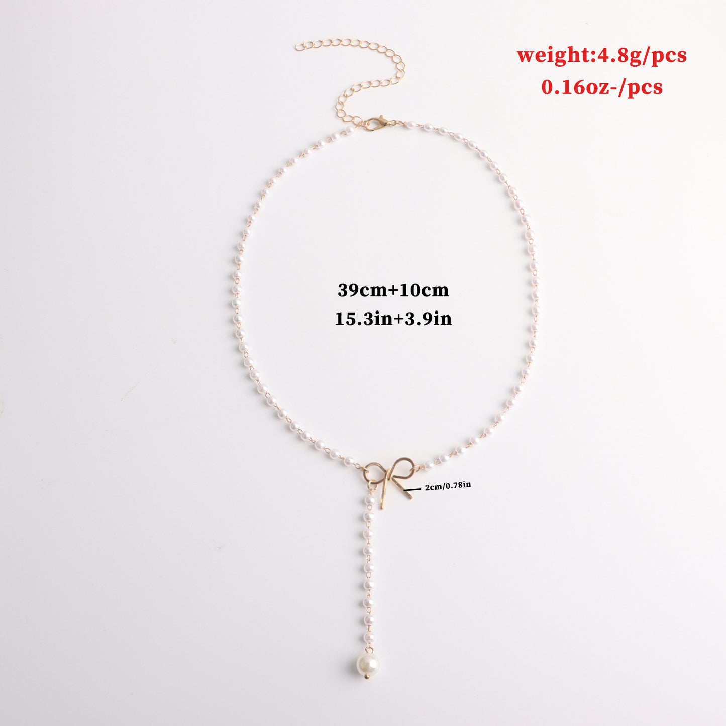 Collana da donna a pendente minimalista a forma di fiocco in lega con ciondolo in madreperla perlata e finitura placcata