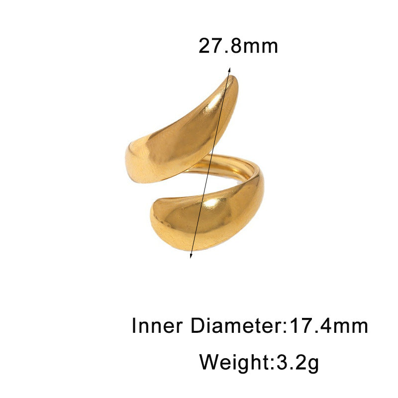 Minimalist Geometric Plated Stainless Steel Open Ring for Women