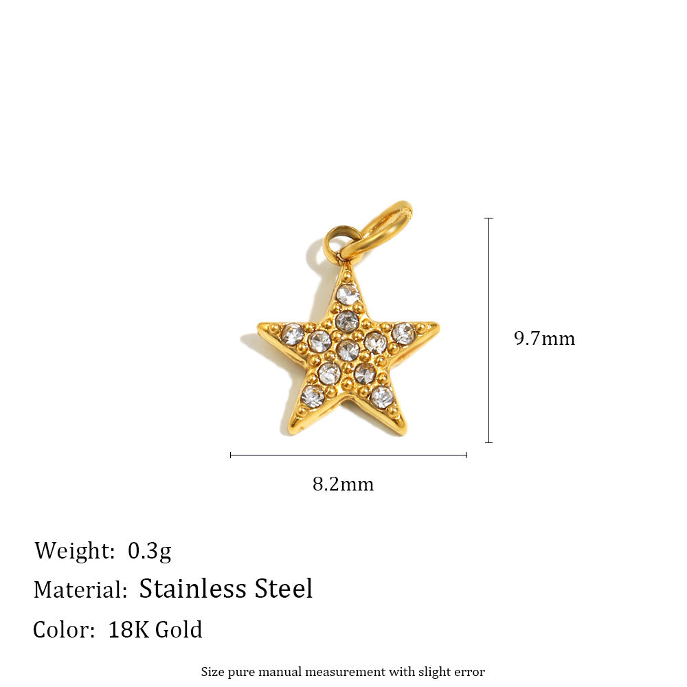 18K Gold Plated Stainless Steel Bow Star Charm Bar for Women