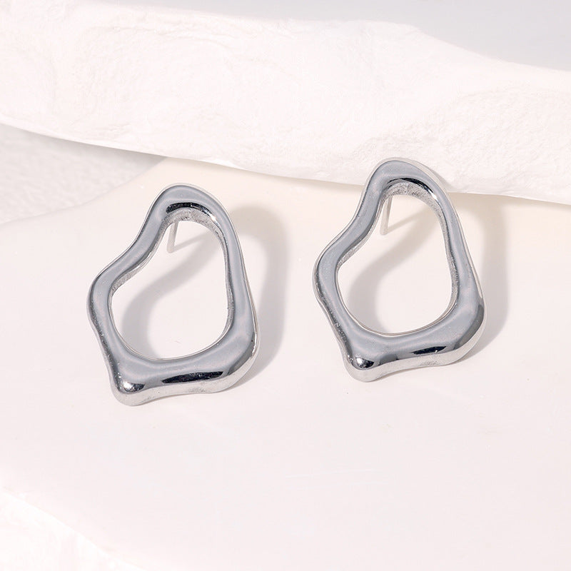 Orecchini a perno da donna in acciaio inossidabile geometrici irregolari minimalisti con finitura placcata