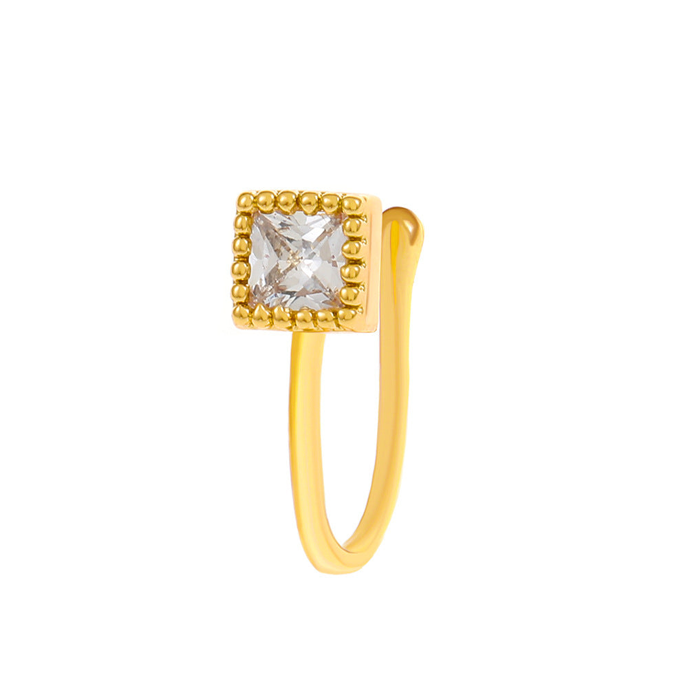 Clip per il naso a forma di U con stella e cuore placcata in rame vintage con zirconia cubica