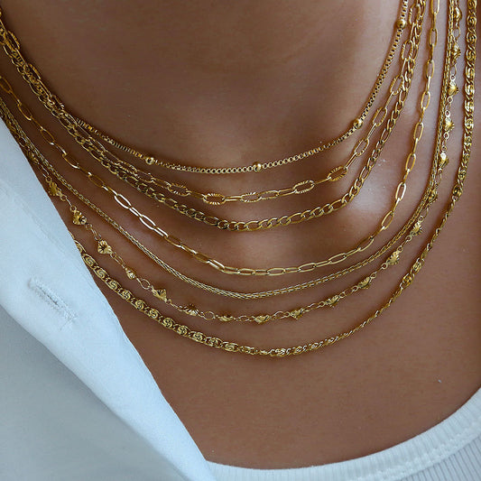 Minimalist Geometric Stainless Steel Plated Serpentine Chain Charm Bar with Tassel for Women