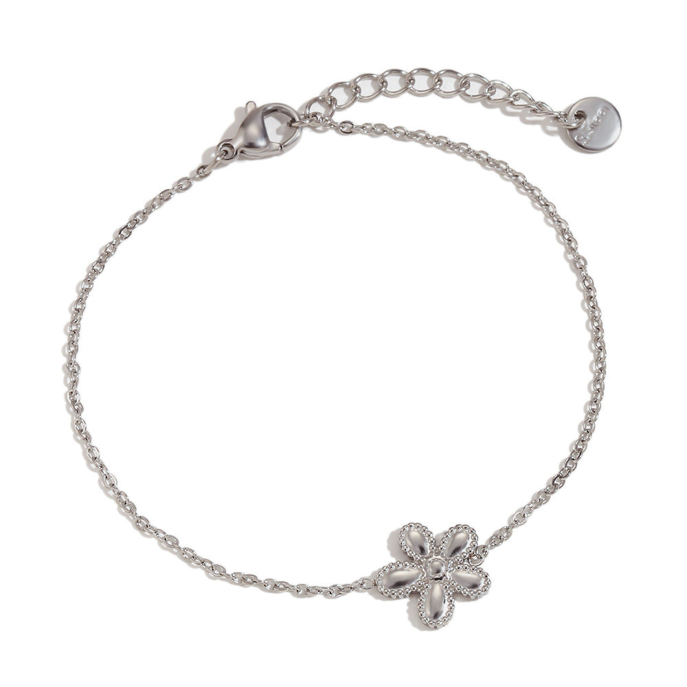 Collana con Ciondolo Geometrico Floreale Minimalista da Donna in Acciaio Inossidabile Placcato Oro 18K su Sottile Catena Snake
