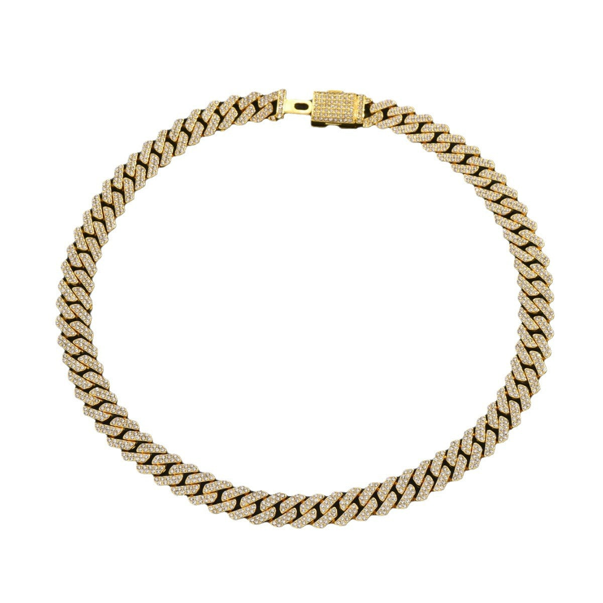 Collar con colgante geométrico de estilo hip hop minimalista para hombre, cadena cubana de aleación de zinc con incrustaciones de diamantes de imitación