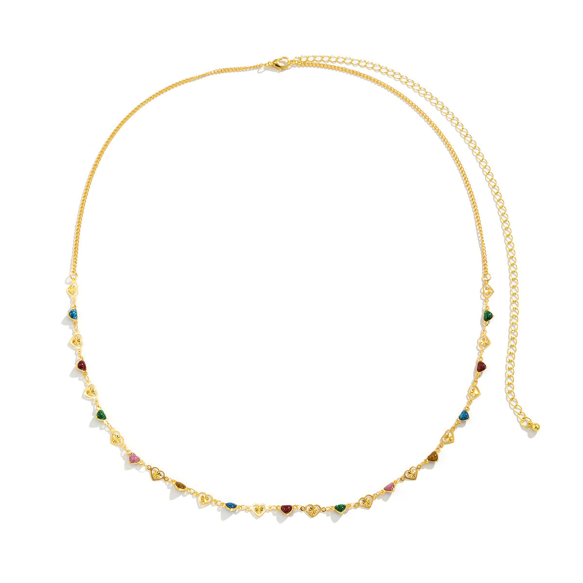 Minimalist Hollow-Out Enamel Heart-Shaped Body Chain for Women with Lobster Clasp