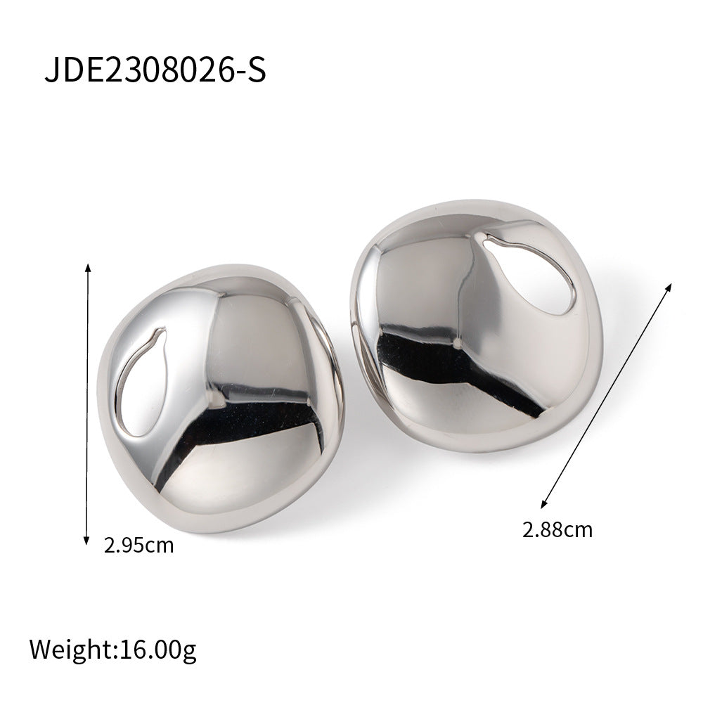Minimalist Geometric Stainless Steel Hoop Earrings for Women with Polished Finish
