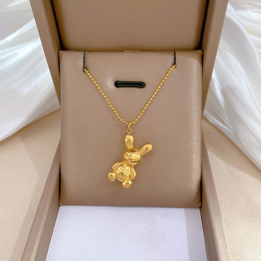 Collana girocollo minimalista in acciaio al titanio con pendente a forma di orso, unisex