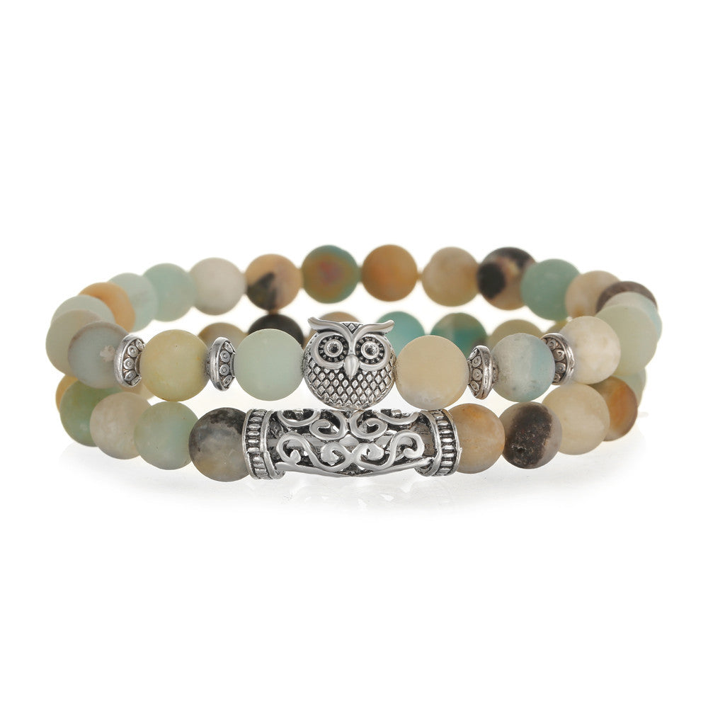 Animal Tiger's Eye Volcanic Stone Stretch Bracelet Set Unisex
