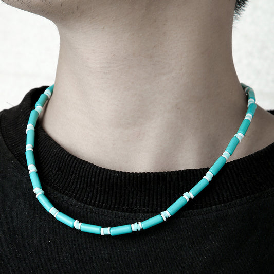 Hip-hop Streetwear Geometric Acrylic Resin Pendant Stainless Steel Ball Chain Necklace for Unisex